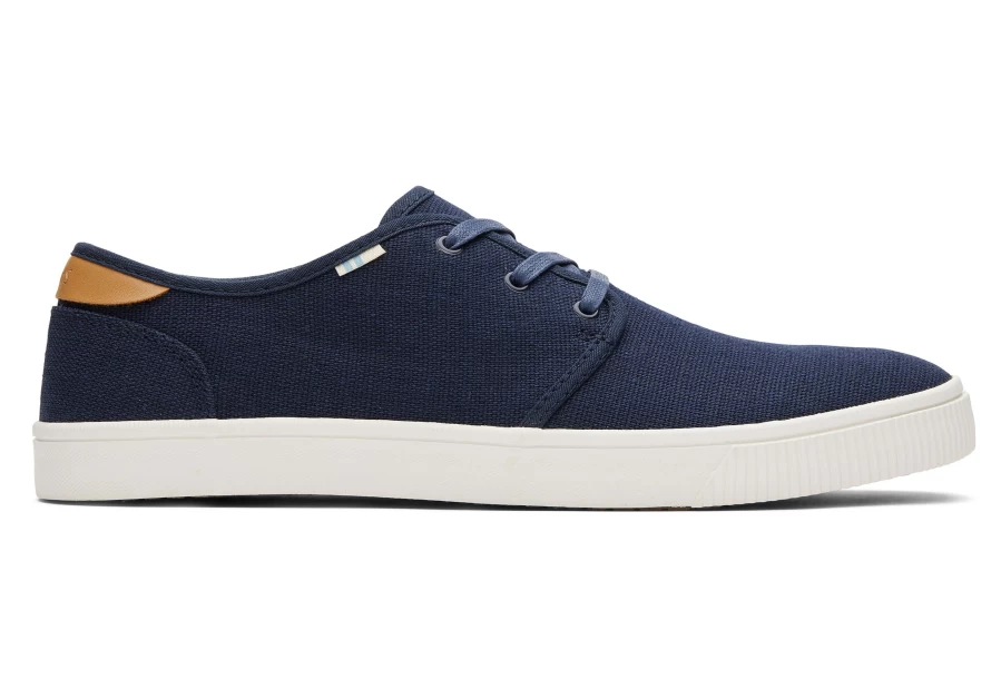 TOMS Navy Carlo Heritage Canvas Lace-Up Sneakers for Men & Women - Comfortable Casual Shoes