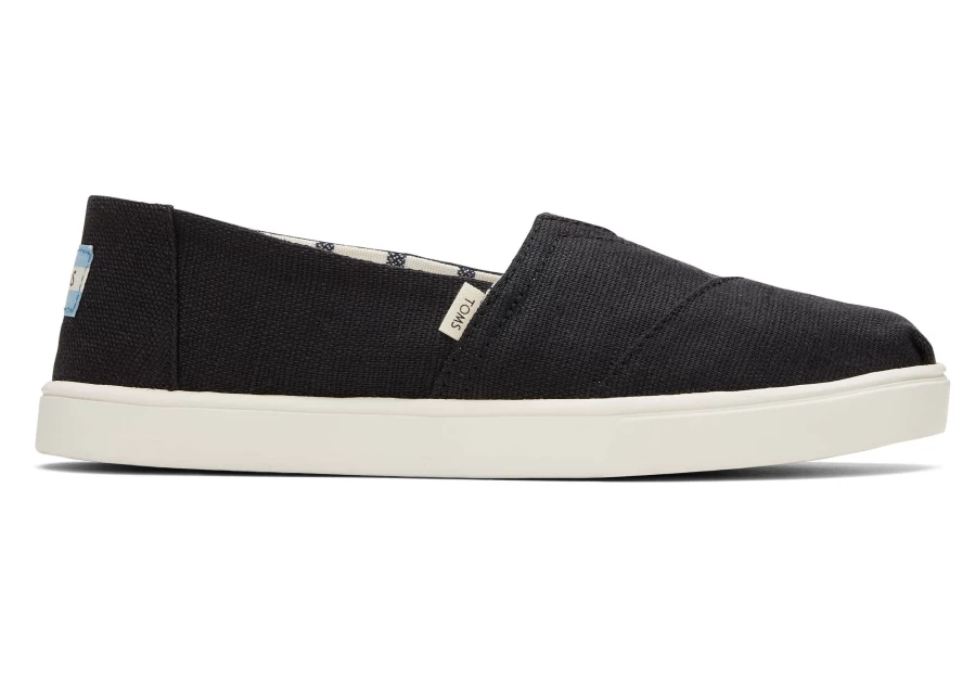 TOMS Black Alpargata Cupsole Slip-On Canvas Shoes - Heritage Style Comfort Footwear