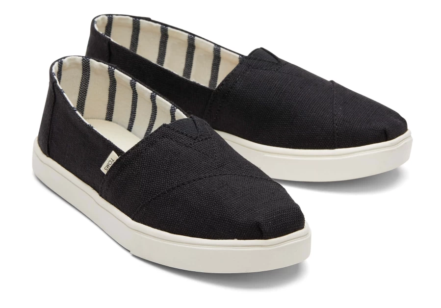 TOMS Black Alpargata Cupsole Slip-On Canvas Shoes - Heritage Style Comfort Footwear