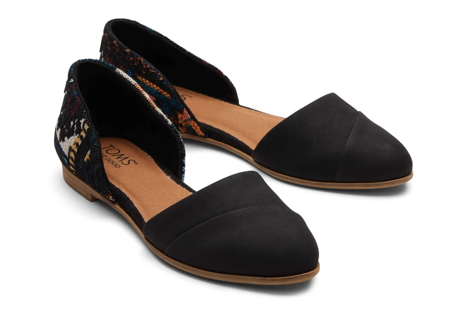 TOMS Black Global Jutti D'Orsay Woven Flat Shoes for Women