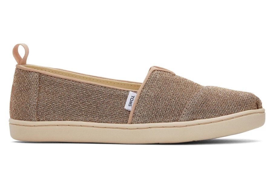 TOMS Gold Sparkle Youth Alpargata Knit Kids Shoes - Comfortable & Stylish for Boys and Girls