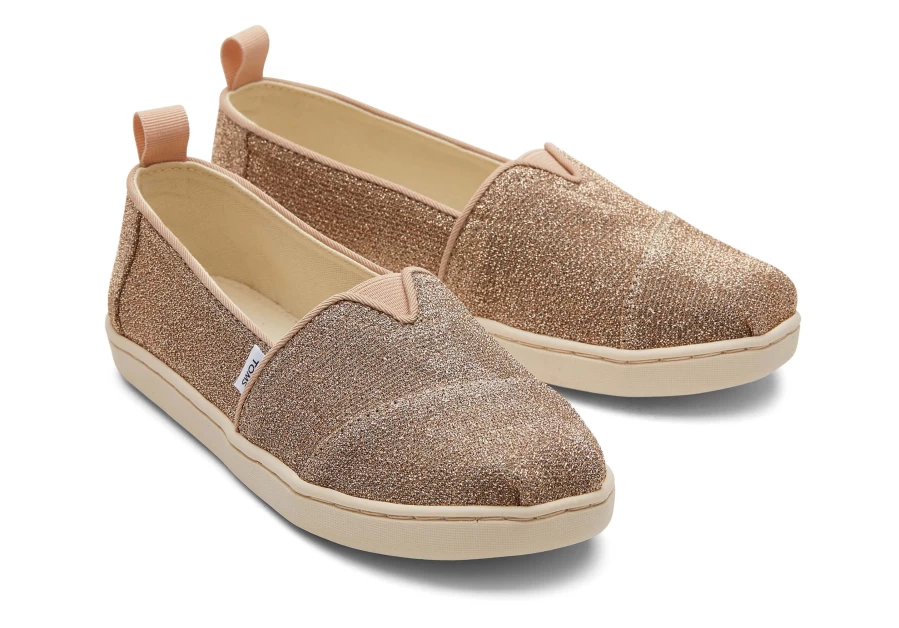 TOMS Gold Sparkle Youth Alpargata Knit Kids Shoes - Comfortable & Stylish for Boys and Girls