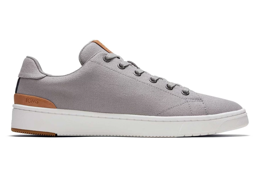 TOMS Drizzle Grey Canvas Lace-Up Sneakers | Lightweight Comfortable Travel Shoes
