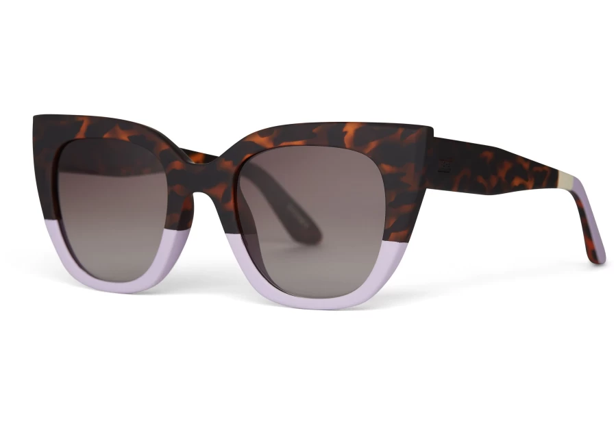 TOMS Matte Blonde Tortoise Light Orchid Fade Sunglasses with Grey Gradient Lenses