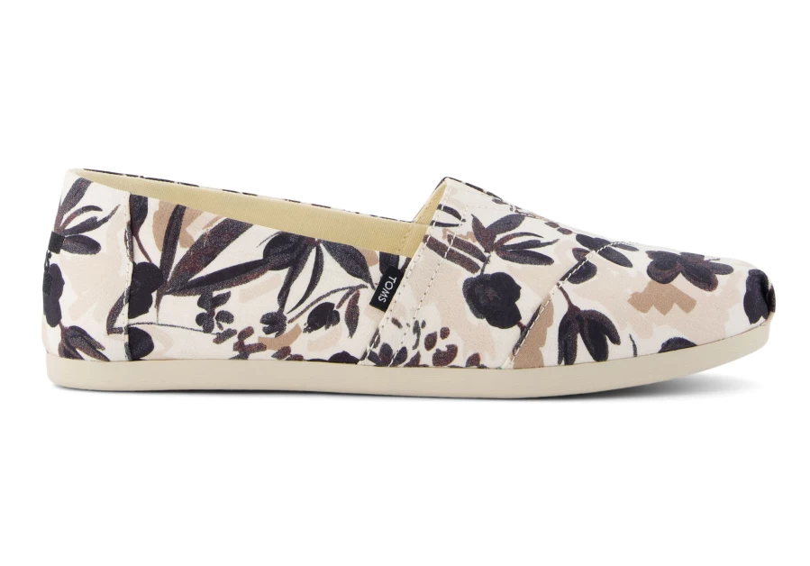 TOMS Women's Alpargata Slip-On Shoes - Painted Floral Black, Watercolor Floral Design