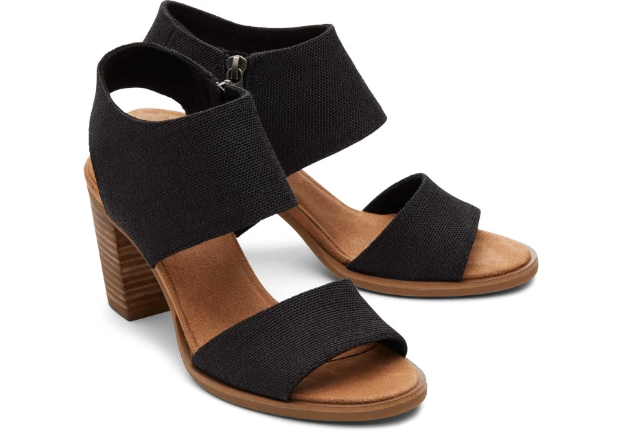 TOMS Black Majorca Cutout Heeled Sandals for Women - Stylish Comfort Footwear