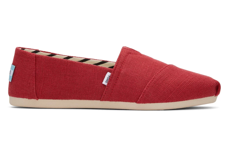 TOMS Women's Alpargata Heritage Canvas Slip-On Shoes in Red | Comfortable Casual Espadrilles