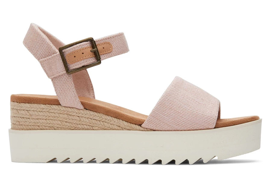 TOMS Ballet Pink Diana Wedge Sandals for Women - Comfortable Casual Summer Shoes