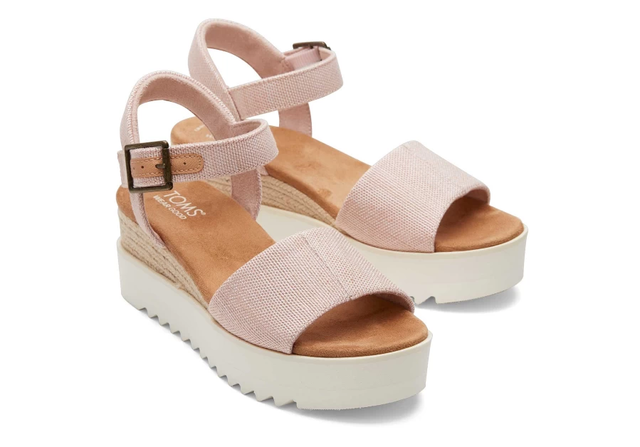 TOMS Ballet Pink Diana Wedge Sandals for Women - Comfortable Casual Summer Shoes