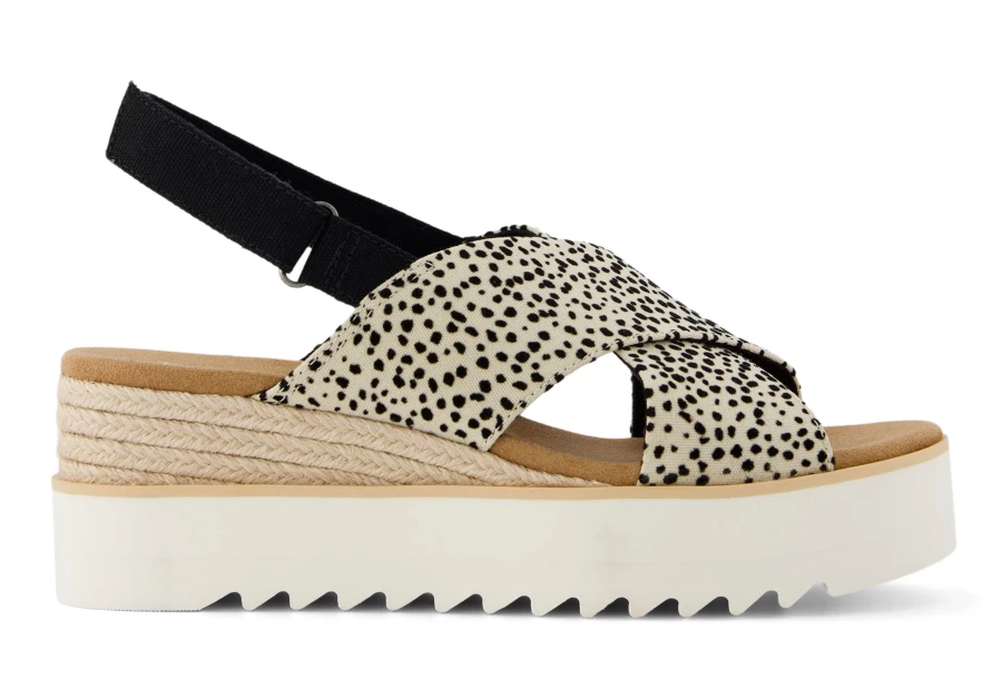 TOMS Diana Crossover Wedge Sandal in Mini Cheetah Print - Comfortable Women's Casual Shoes