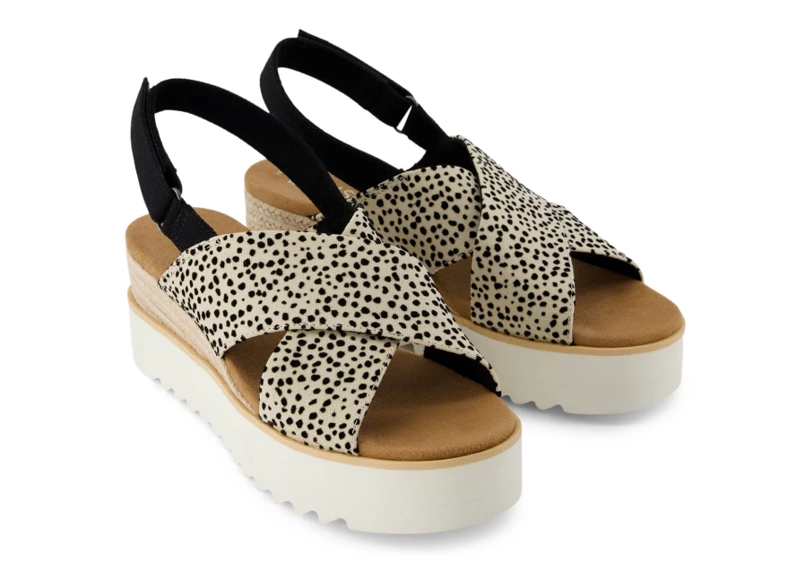 TOMS Diana Crossover Wedge Sandal in Mini Cheetah Print - Comfortable Women's Casual Shoes