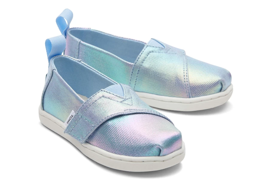 TOMS Canvas Iridescent Alpargata Toddler Shoes for Boys and Girls