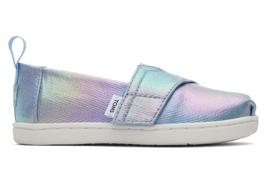 TOMS Canvas Iridescent Alpargata Toddler Shoes for Boys and Girls