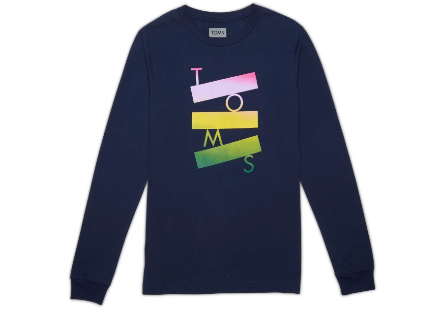 TOMS Men's Long Sleeve Crew Neck T-Shirt with Logo - Casual Comfort Fit Top