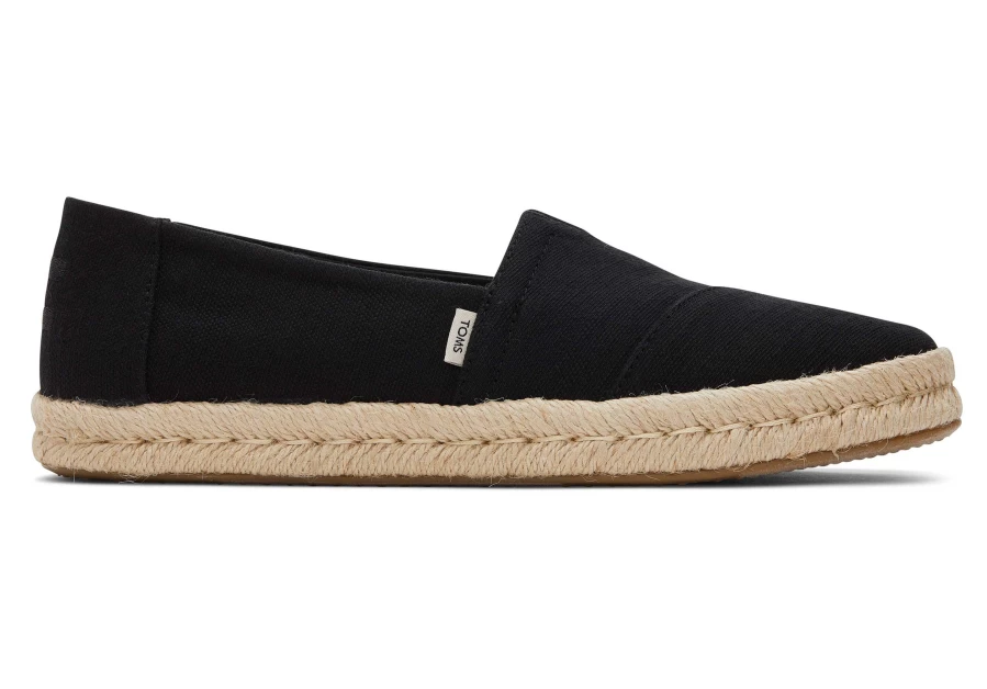 TOMS Black Alpargata Rope 2.0 Recycled Cotton Espadrille Shoes