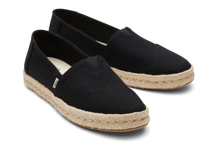 TOMS Black Alpargata Rope 2.0 Recycled Cotton Espadrille Shoes