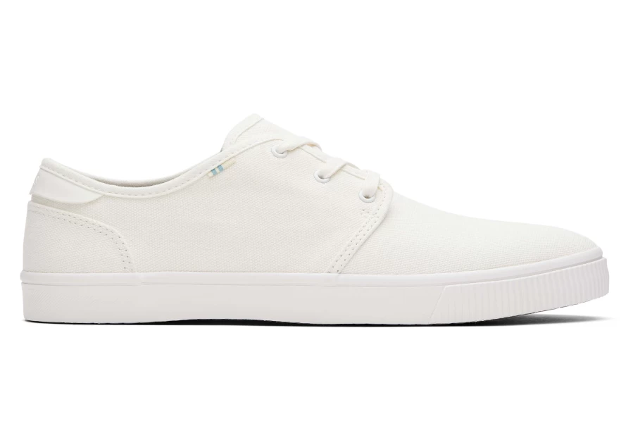 TOMS White Carlo Canvas Lace-Up Sneakers for Men & Women - Comfortable Casual Shoes