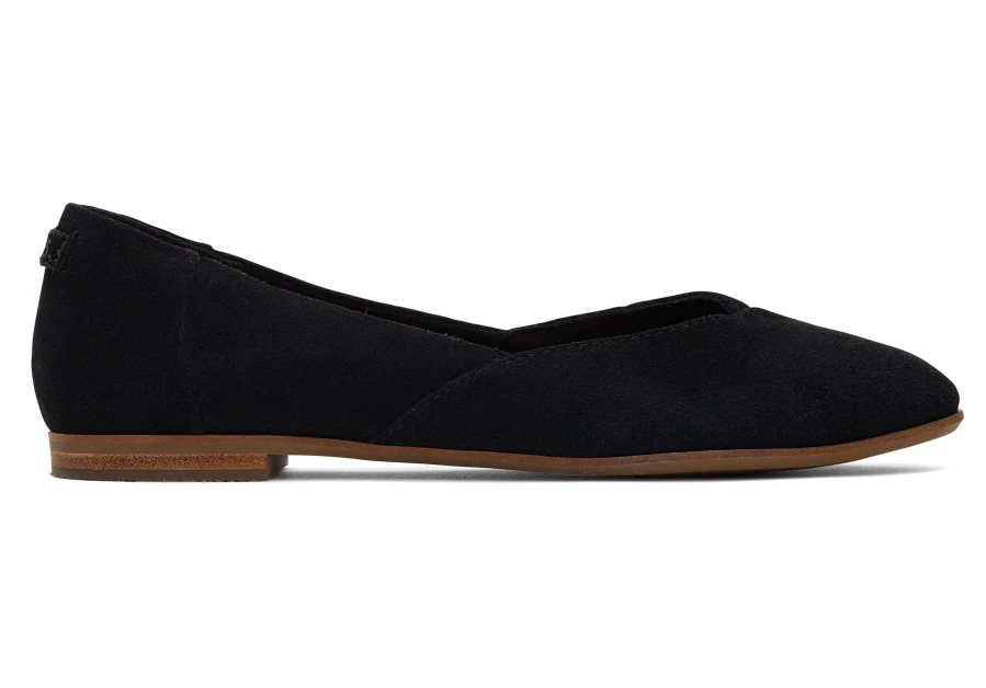 TOMS Neat Black Suede Jutti Flat Shoes for Women