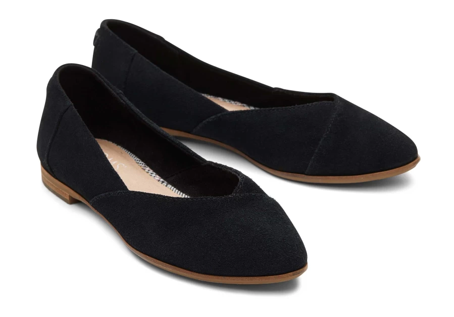 TOMS Neat Black Suede Jutti Flat Shoes for Women