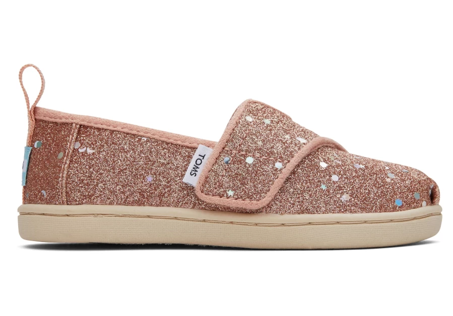TOMS Rose Gold Alpargata Cosmic Glitter Toddler Shoes for Girls - Sparkly Comfort Kids Footwear