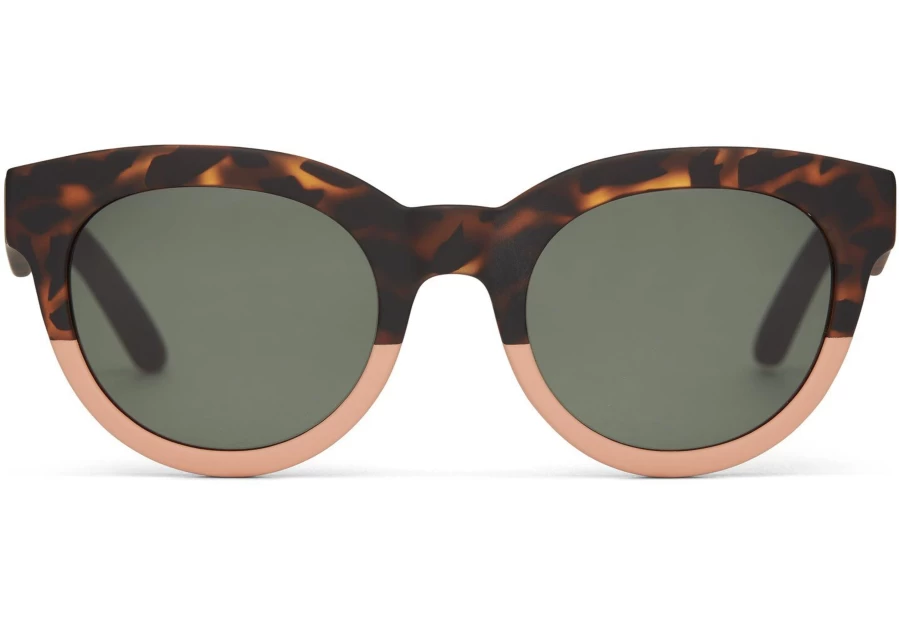TOMS Florence Tortoise-Glass Bottle Green Blonde Coral Fade Traveler Sunglasses for Men & Women