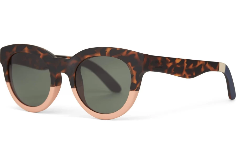 TOMS Florence Tortoise-Glass Bottle Green Blonde Coral Fade Traveler Sunglasses for Men & Women