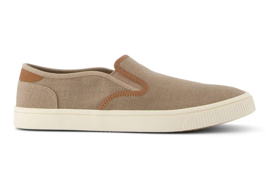 TOMS Dune Slip-On Sneakers with Synthetic Taupe Trim | Comfortable Casual Shoes