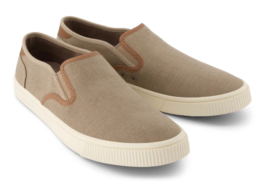 TOMS Dune Slip-On Sneakers with Synthetic Taupe Trim | Comfortable Casual Shoes