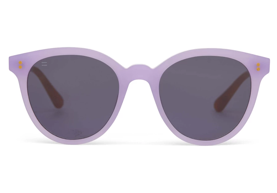 TOMS Matte Lavender Crystal Sunglasses with Dark Grey Lenses - Handcrafted Aaryn Style