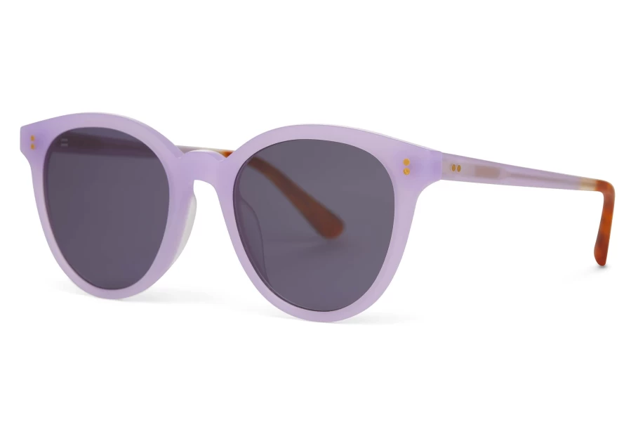 TOMS Matte Lavender Crystal Sunglasses with Dark Grey Lenses - Handcrafted Aaryn Style