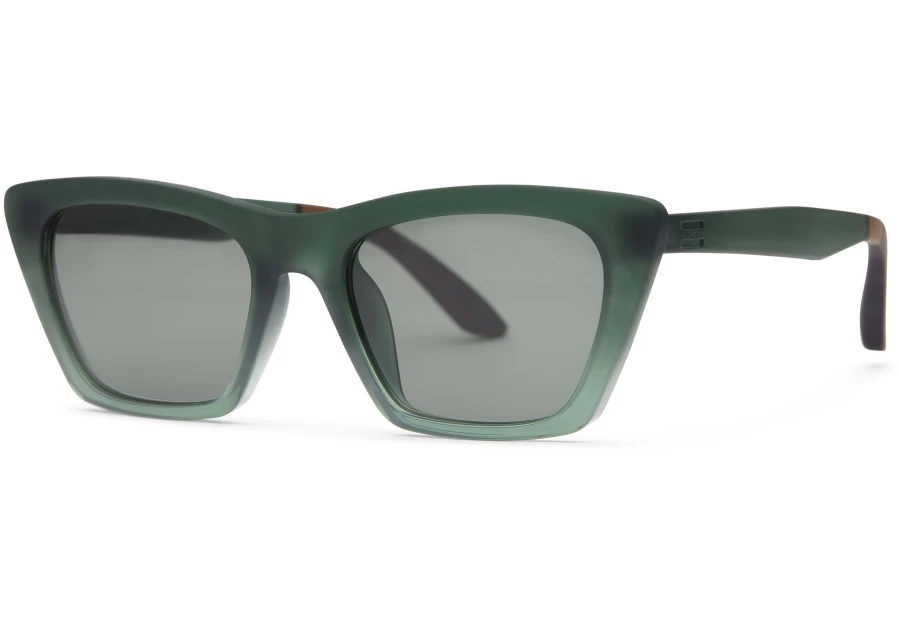TOMS Matte Green & Grey Sahara Traveler Sunglasses – Polarized Eco-Friendly Shades
