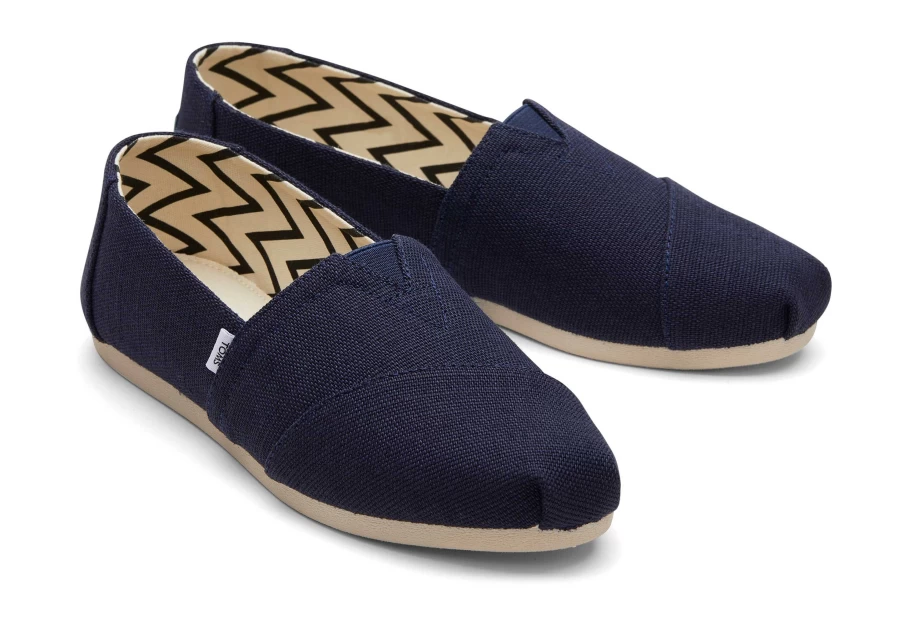 TOMS Alpargata Heritage Canvas Slip-On Shoes in Navy | Comfortable & Stylish