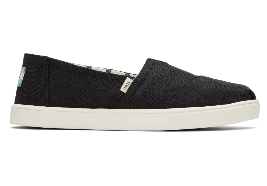 TOMS Black Alpargata Cupsole Slip-On Shoes - Heritage Canvas Sneakers for Men & Women