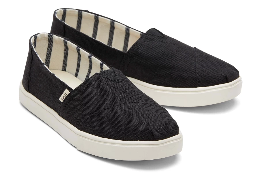 TOMS Black Alpargata Cupsole Slip-On Shoes - Heritage Canvas Sneakers for Men & Women