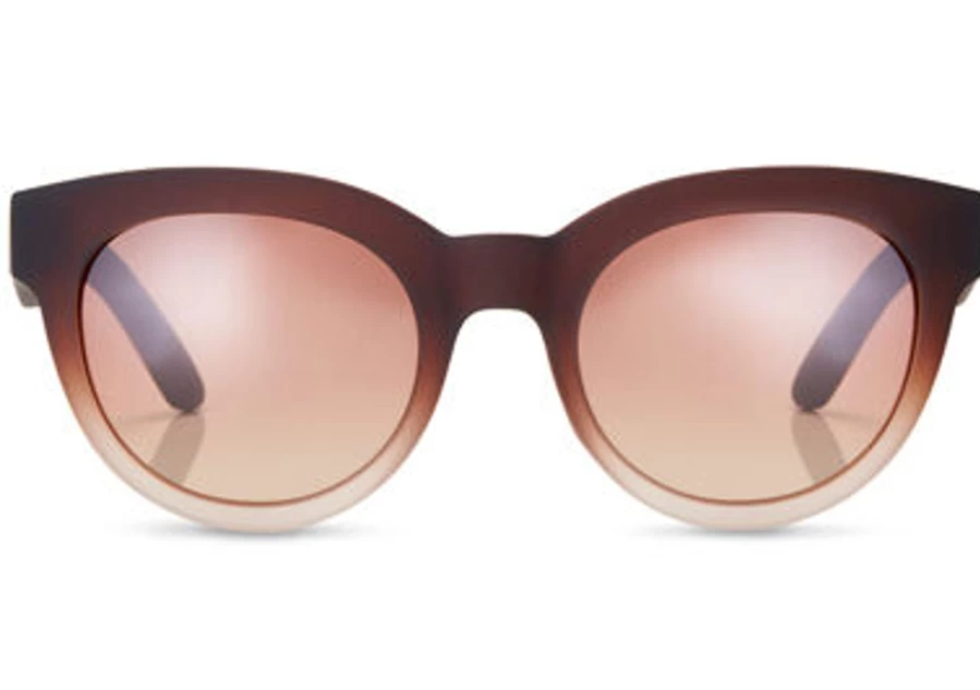TOMS Matte Ombre Violet Brown Gradient Florentin Traveler Sunglasses for Men & Women