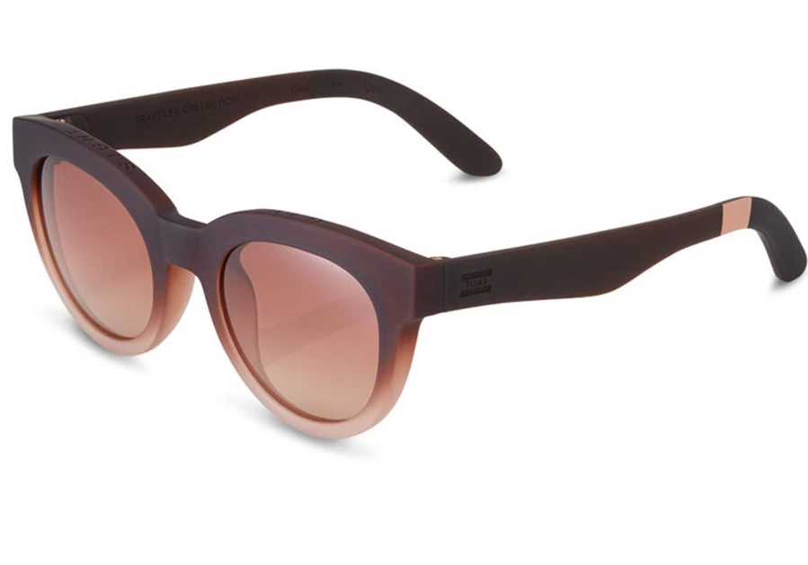 TOMS Matte Ombre Violet Brown Gradient Florentin Traveler Sunglasses for Men & Women