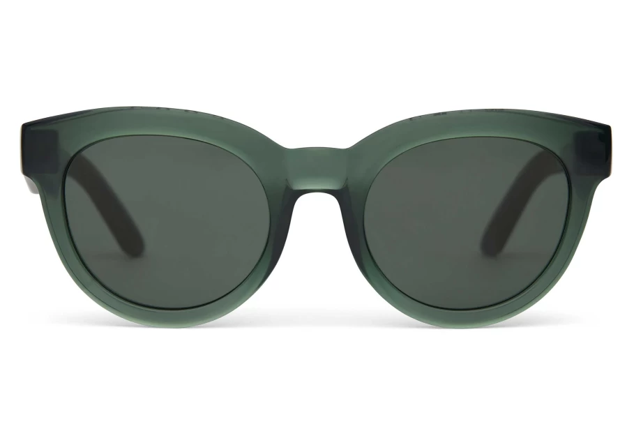 TOMS Florentin Spruce Traveler Sunglasses - Spruce Crystal Green Grey Polarized Aviator Style