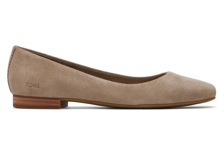 TOMS Briella Suede Dune Women's Comfortable Flats | Taupe Suede Slip-On Shoes