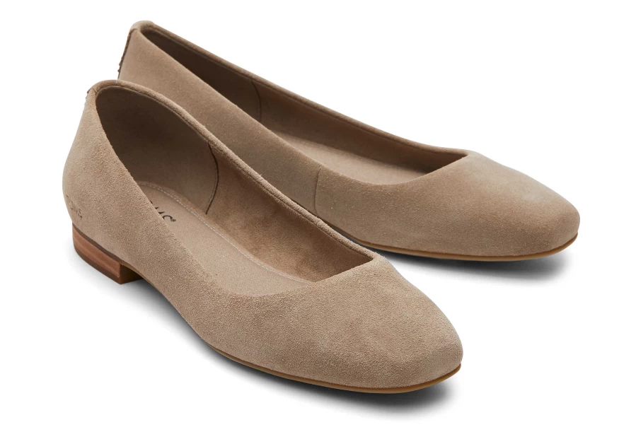 TOMS Briella Suede Dune Women's Comfortable Flats | Taupe Suede Slip-On Shoes
