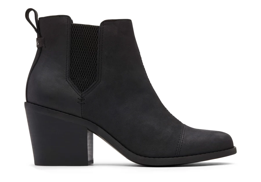 TOMS Everly Black Nubuck Heeled Boots for Women