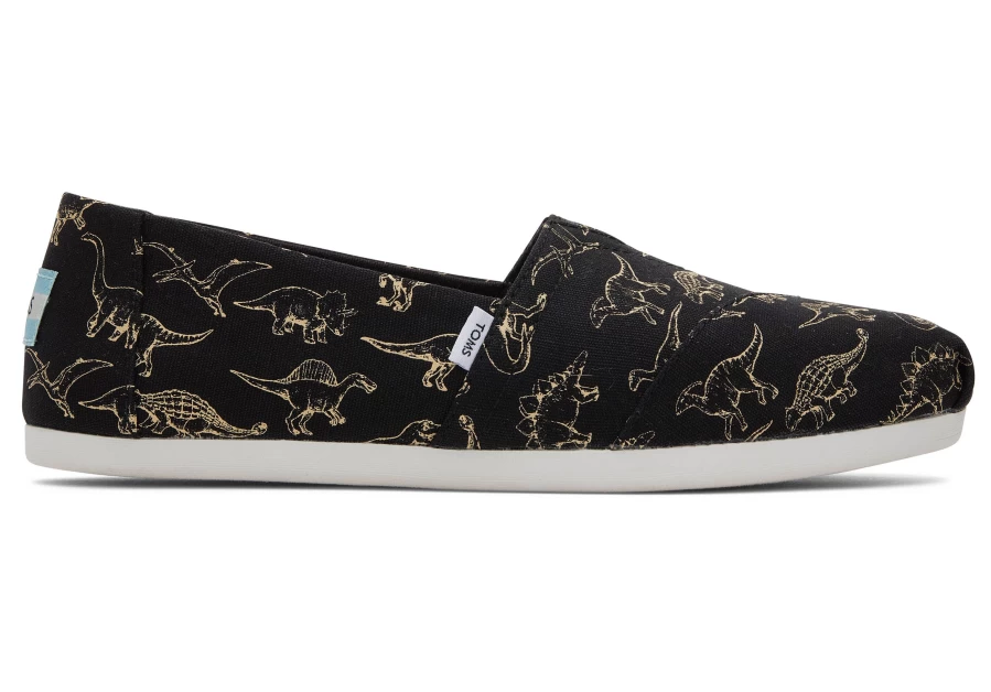 TOMS Alpargata Black Dino Espadrille Shoes for Men and Women