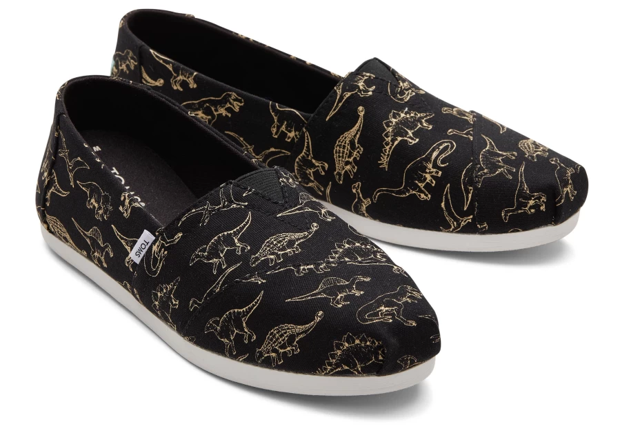 TOMS Alpargata Black Dino Espadrille Shoes for Men and Women