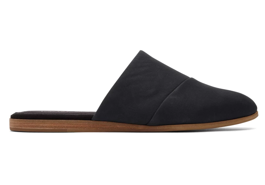 TOMS Black Jade Leather Slip-On Flat Shoes for Women