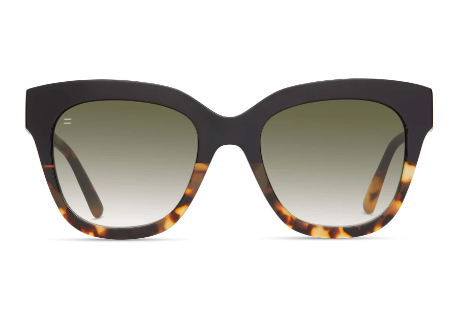 TOMS Handcrafted Sloane Sunglasses in Black Tort Fade - Premium Tortoise Shell Design