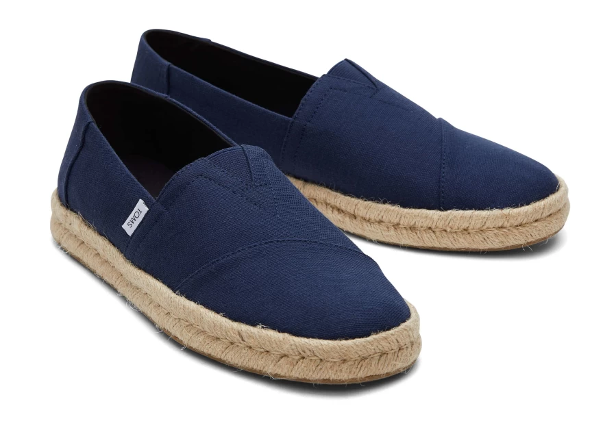 TOMS Navy Alpargata Recycled Cotton Rope 2.0 Espadrille Shoes for Men & Women