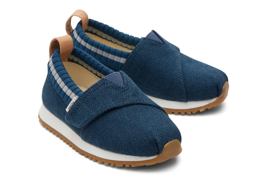 TOMS Majolica Blue Heritage Canvas Toddler Sneakers for Boys and Girls