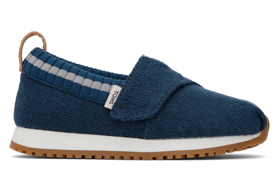 TOMS Majolica Blue Heritage Canvas Toddler Sneakers for Boys and Girls