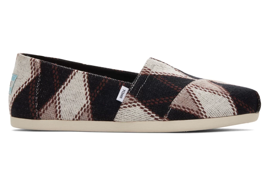 TOMS Alpargata Argyle Black Knit Slip-On Shoes