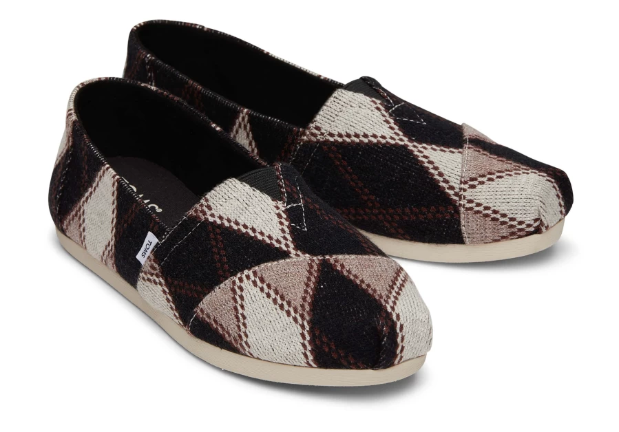 TOMS Alpargata Argyle Black Knit Slip-On Shoes