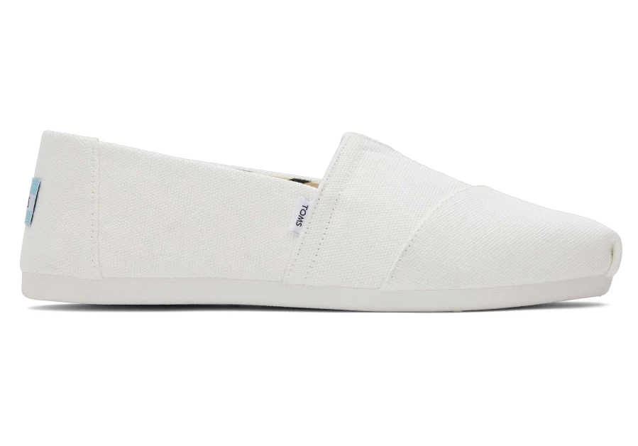 TOMS White Alpargata Shoes - Recycled Cotton Canvas Eco-Friendly Slip-Ons